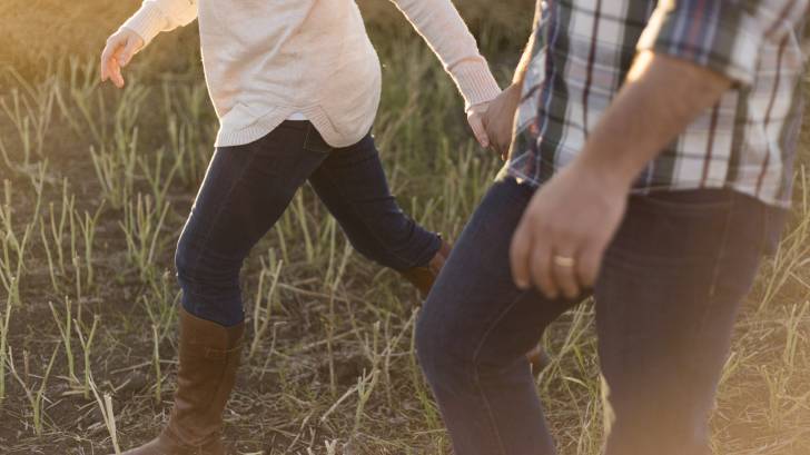 adult couple walking together