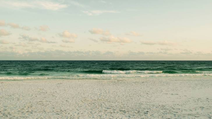 beach with green ocean waves