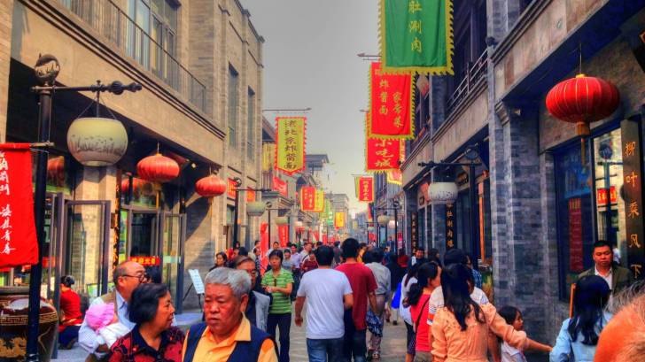 Older people walking in Beijing streets