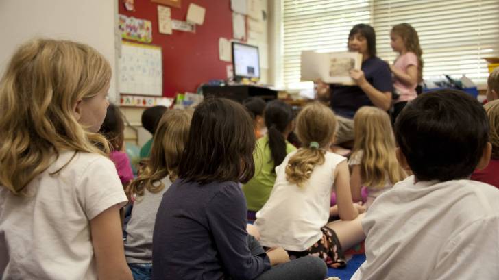 school children in a classroom