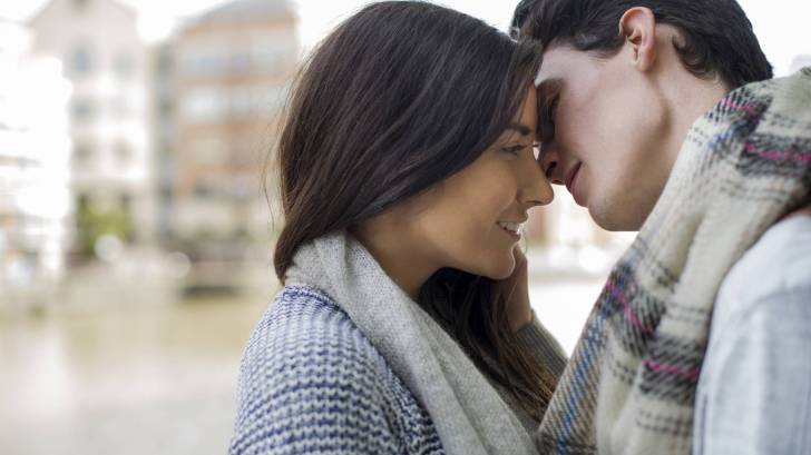 young couple kissing