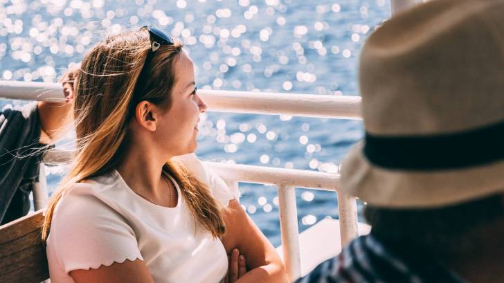 young girl on ferry boat