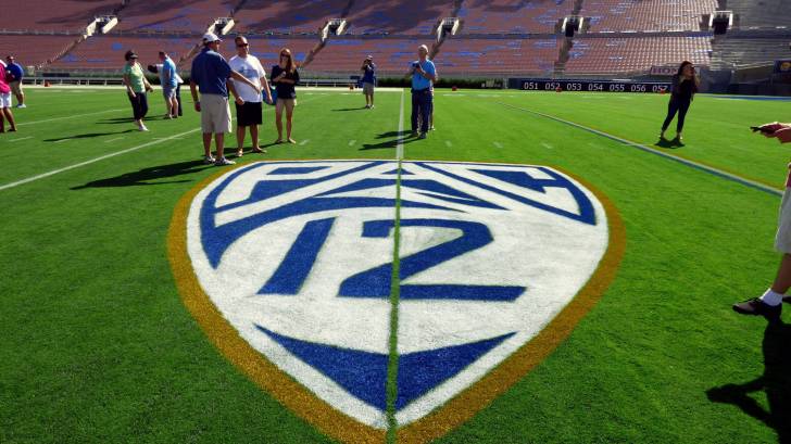 ucla rose bowl pac 12 symbol on the turf