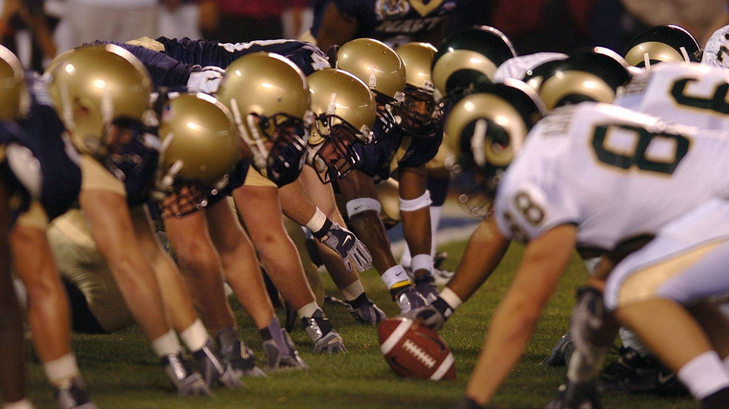 nfl football photo, teams lined up against each other