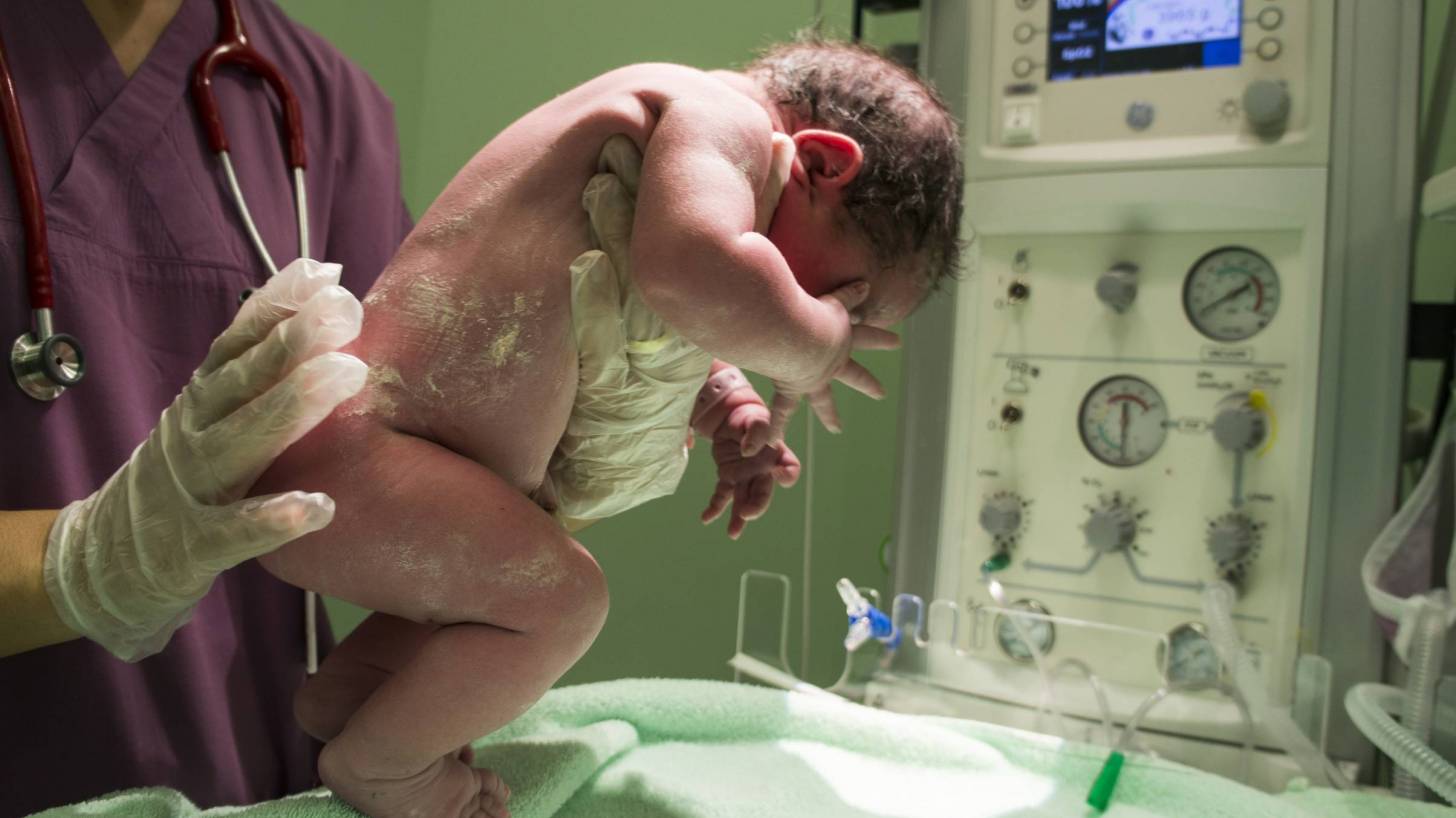 new born baby in a hospital