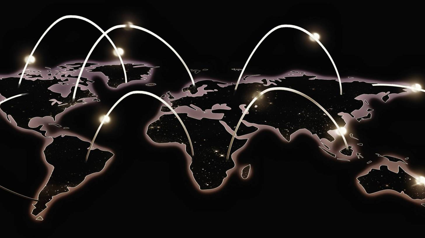 world map and showing how things move from country to country