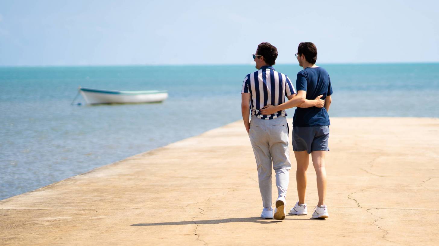 couple walking on the beach