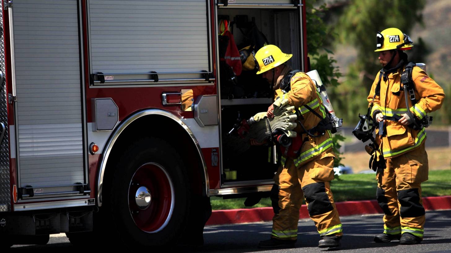 firemen and truck