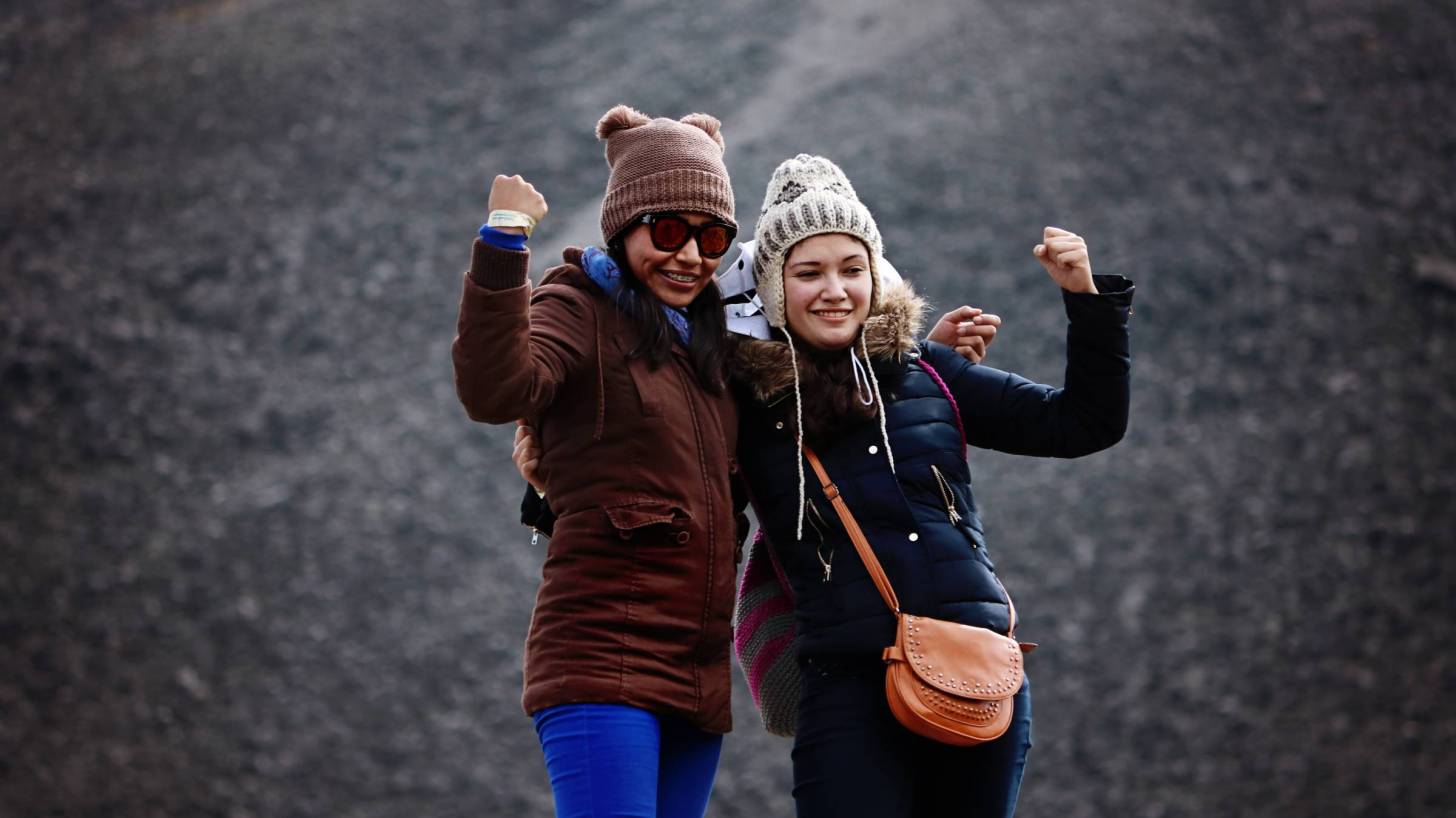 two friend happy and smiling