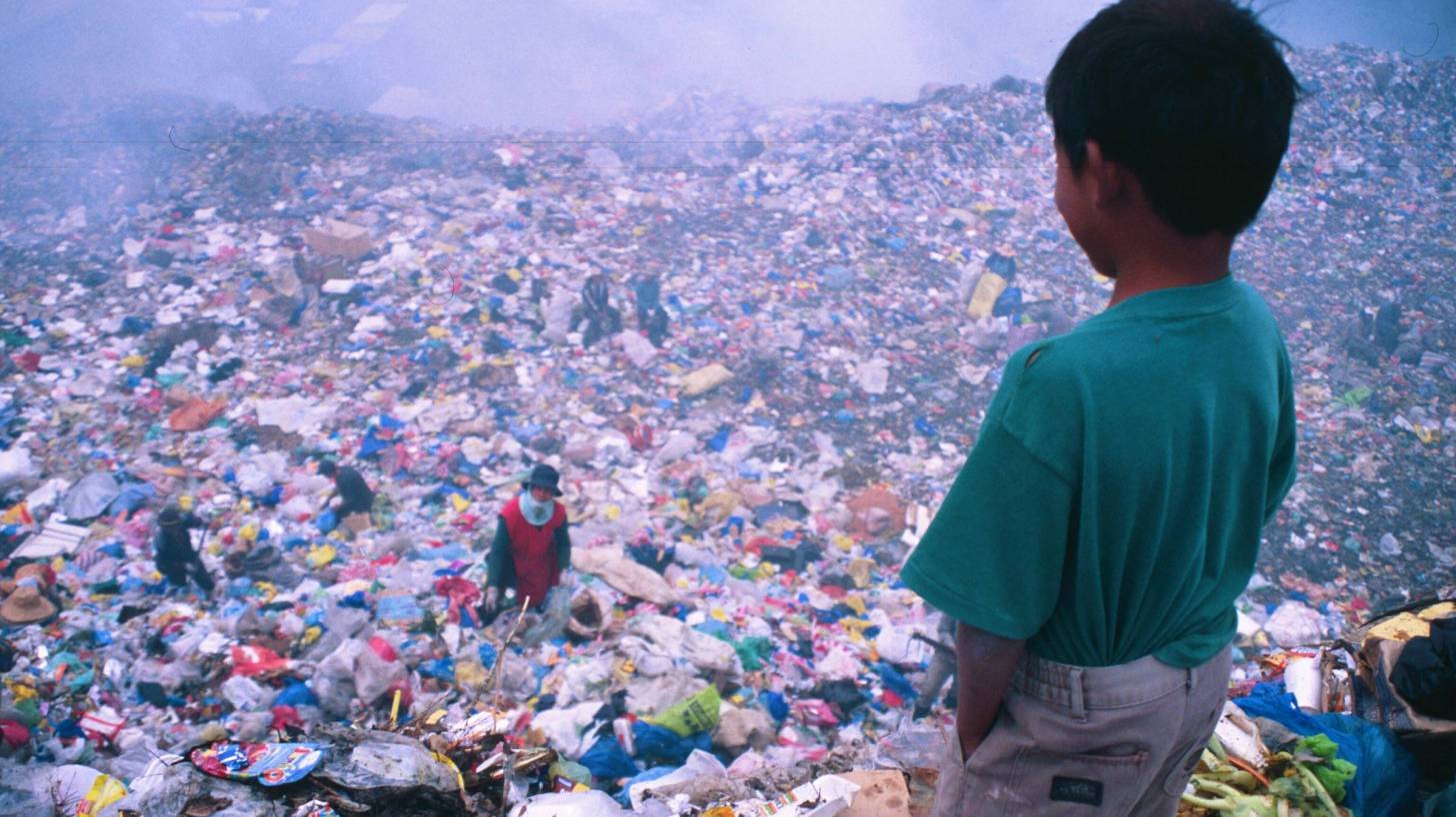 young boy  in Philippines garbage dump