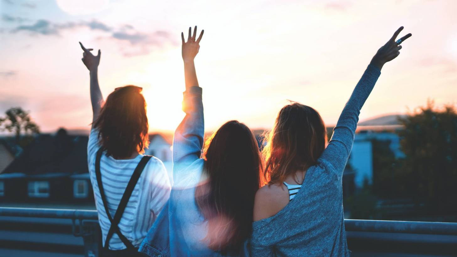 young girls celebrating