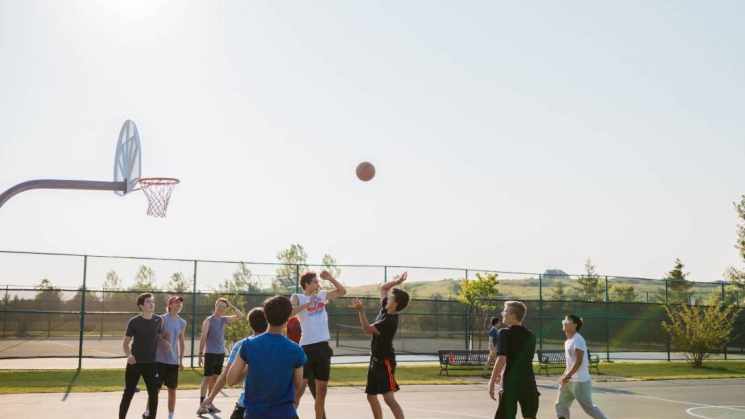 neighborhood basketball game