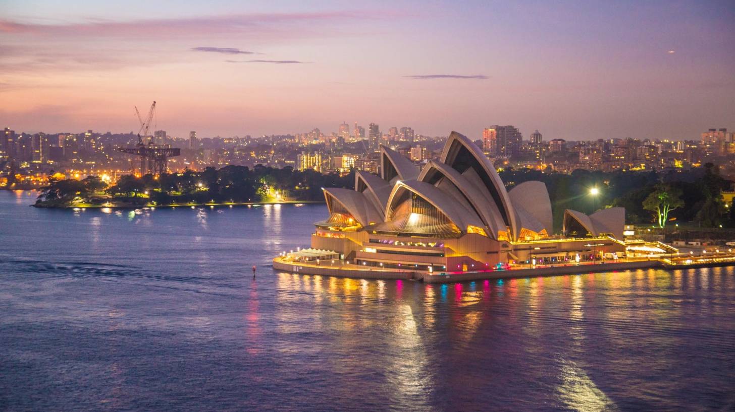 sydney opera house at dusk