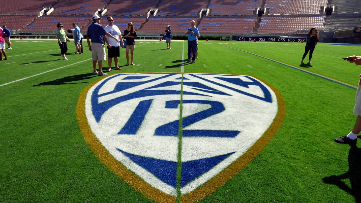 ucla rose bowl pac 12 symbol on the turf