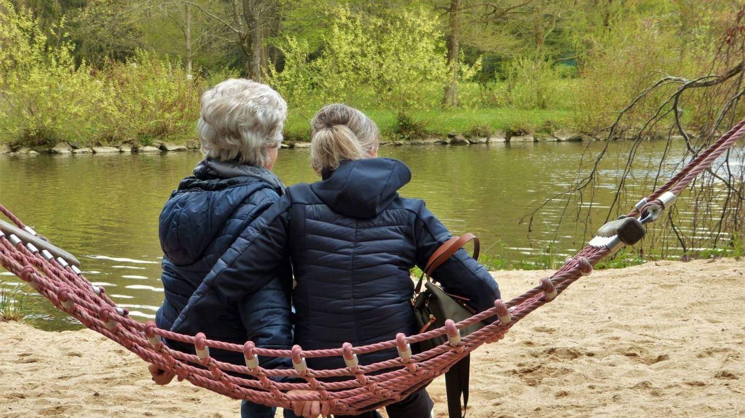 mom and daughter in hammock