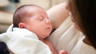 new born baby and his mom