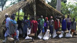 Ethiopians lining up for work and food