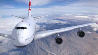 airliner going over mountains