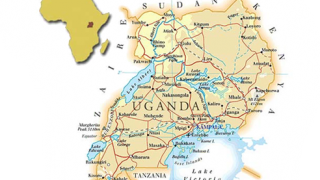 Map of Uganda in Africa